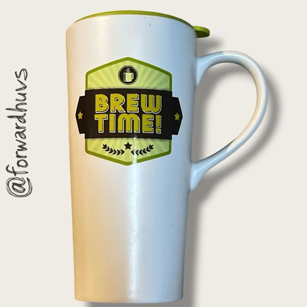 Hallmark “Brew Time!” Ceramic Mug with Lid – 16 oz
